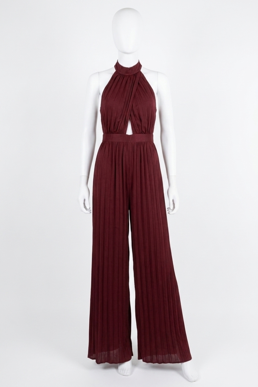 NEW LULUS women's confident impression jumpsuit in burgundy